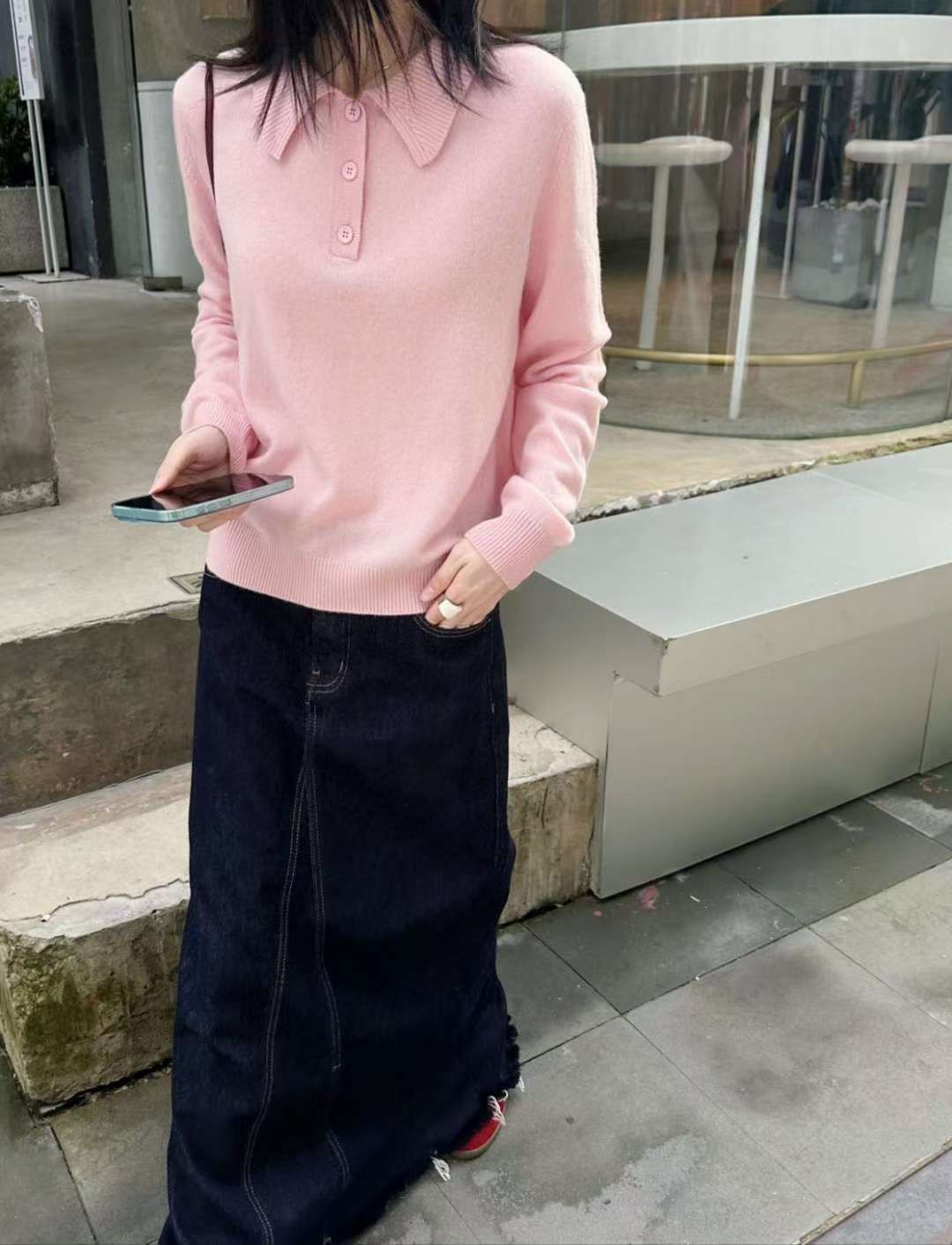 B91.可可家翻領甜美POLO毛衣