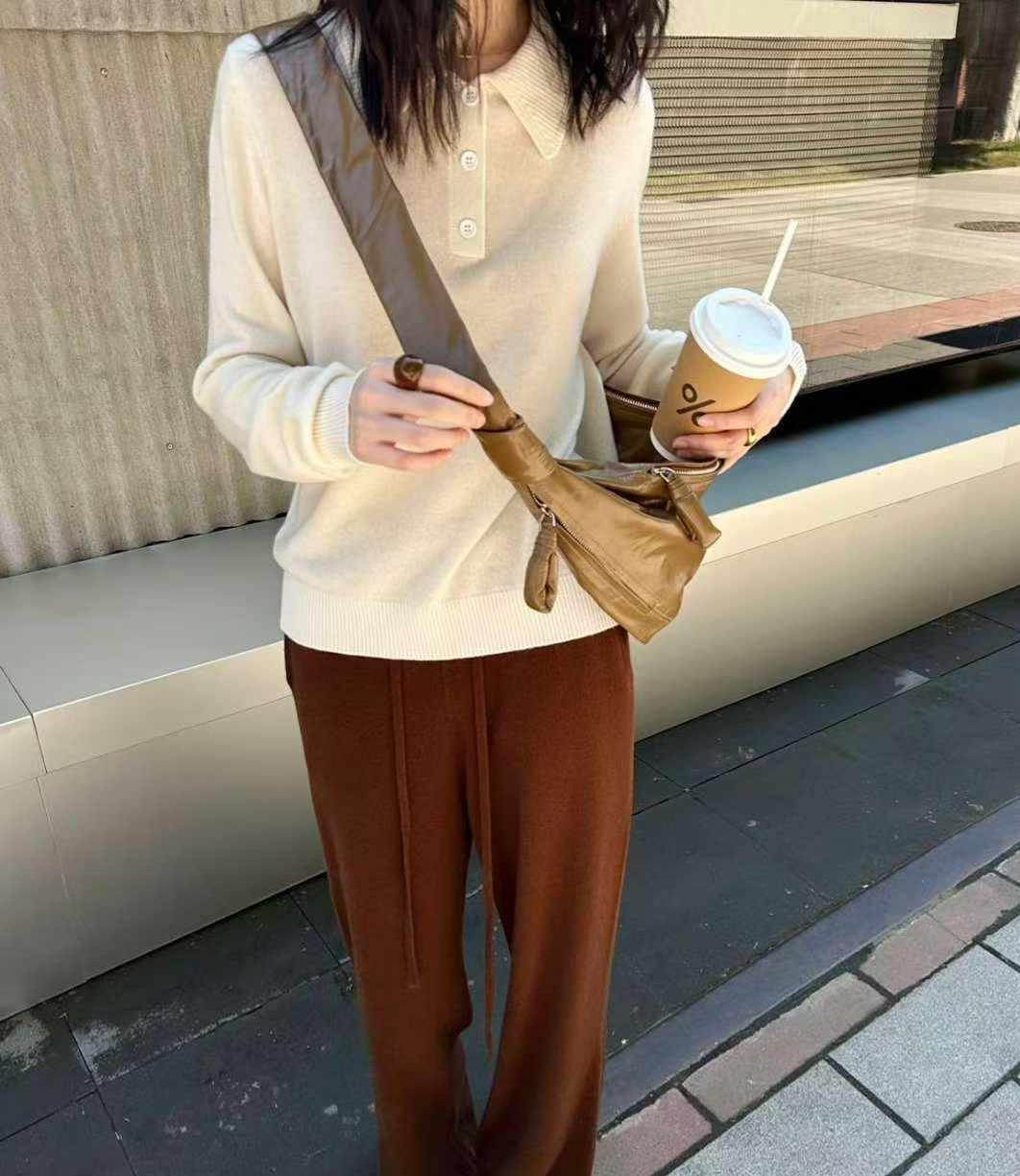 B91.可可家翻領甜美POLO毛衣