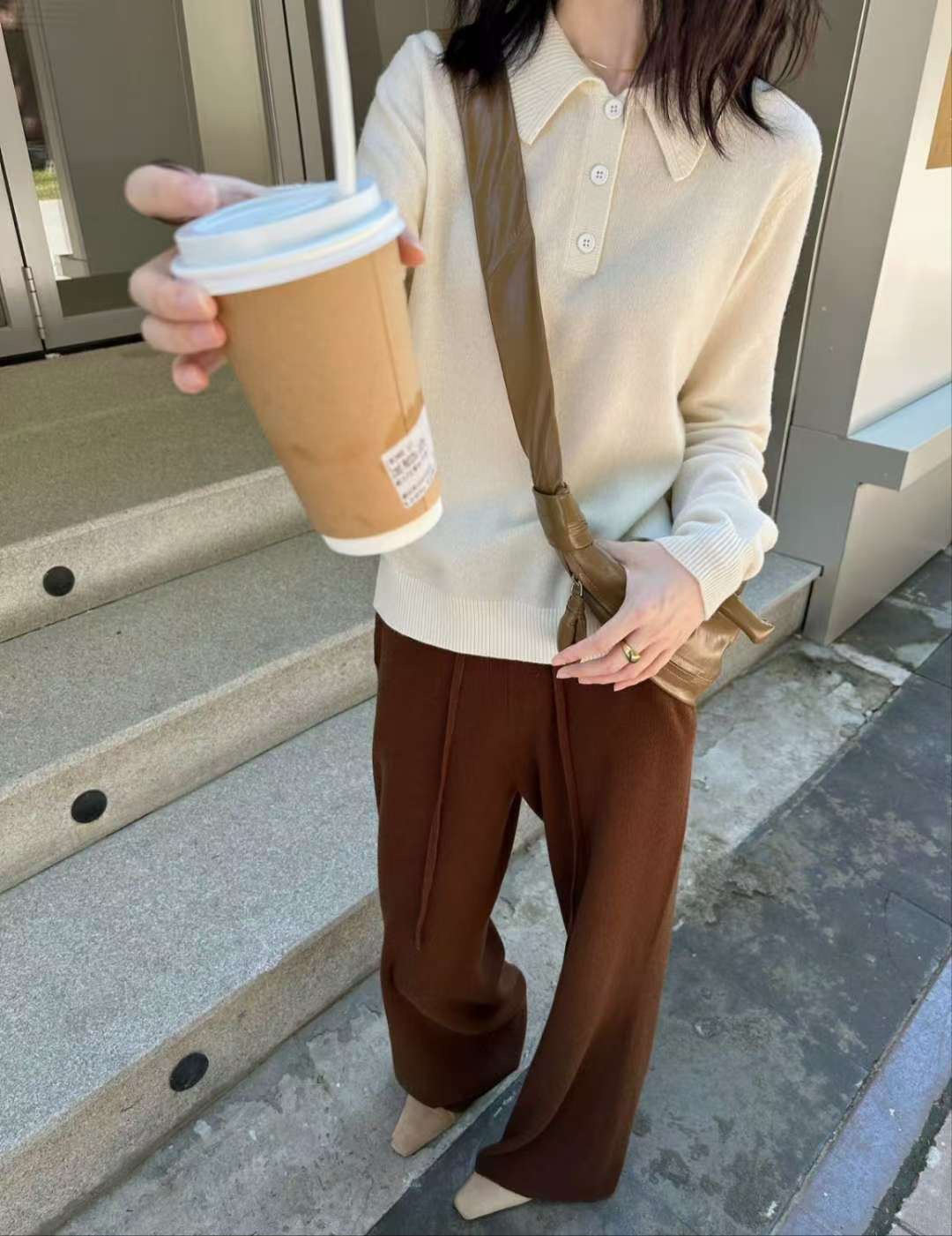 B91.可可家翻領甜美POLO毛衣