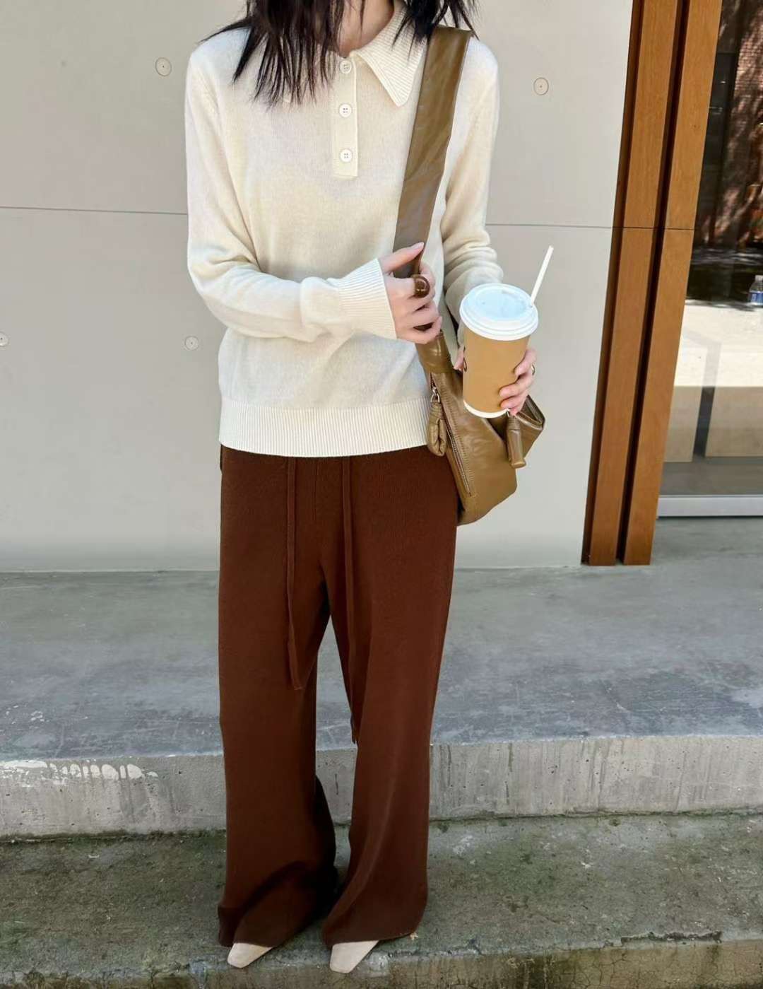 B91.可可家翻領甜美POLO毛衣