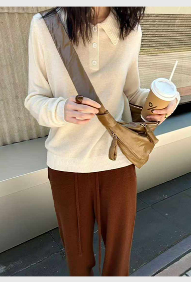 B91.可可家翻領甜美POLO毛衣