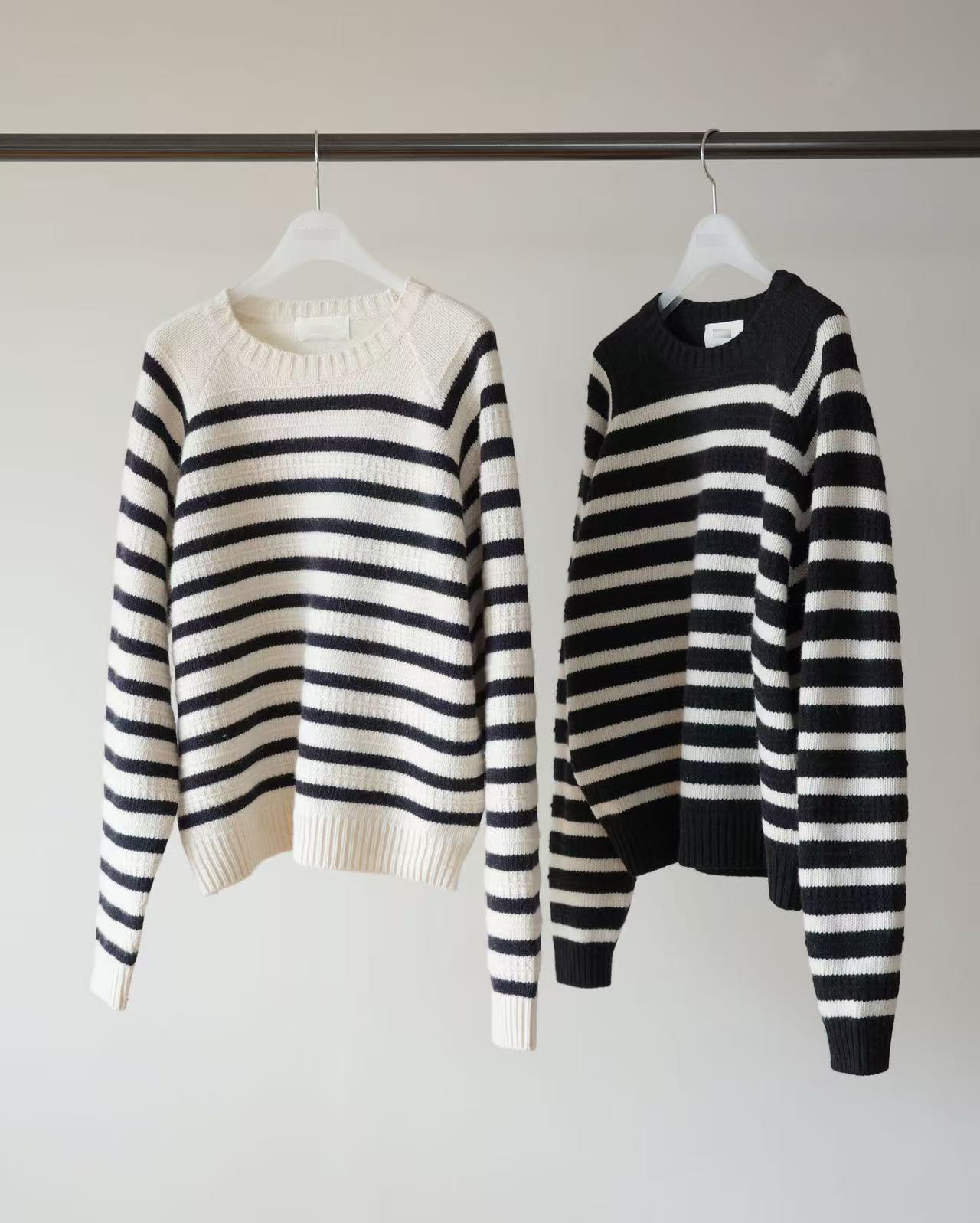 B43.瘦瘦歐膩特色條紋犛牛混紡毛衣