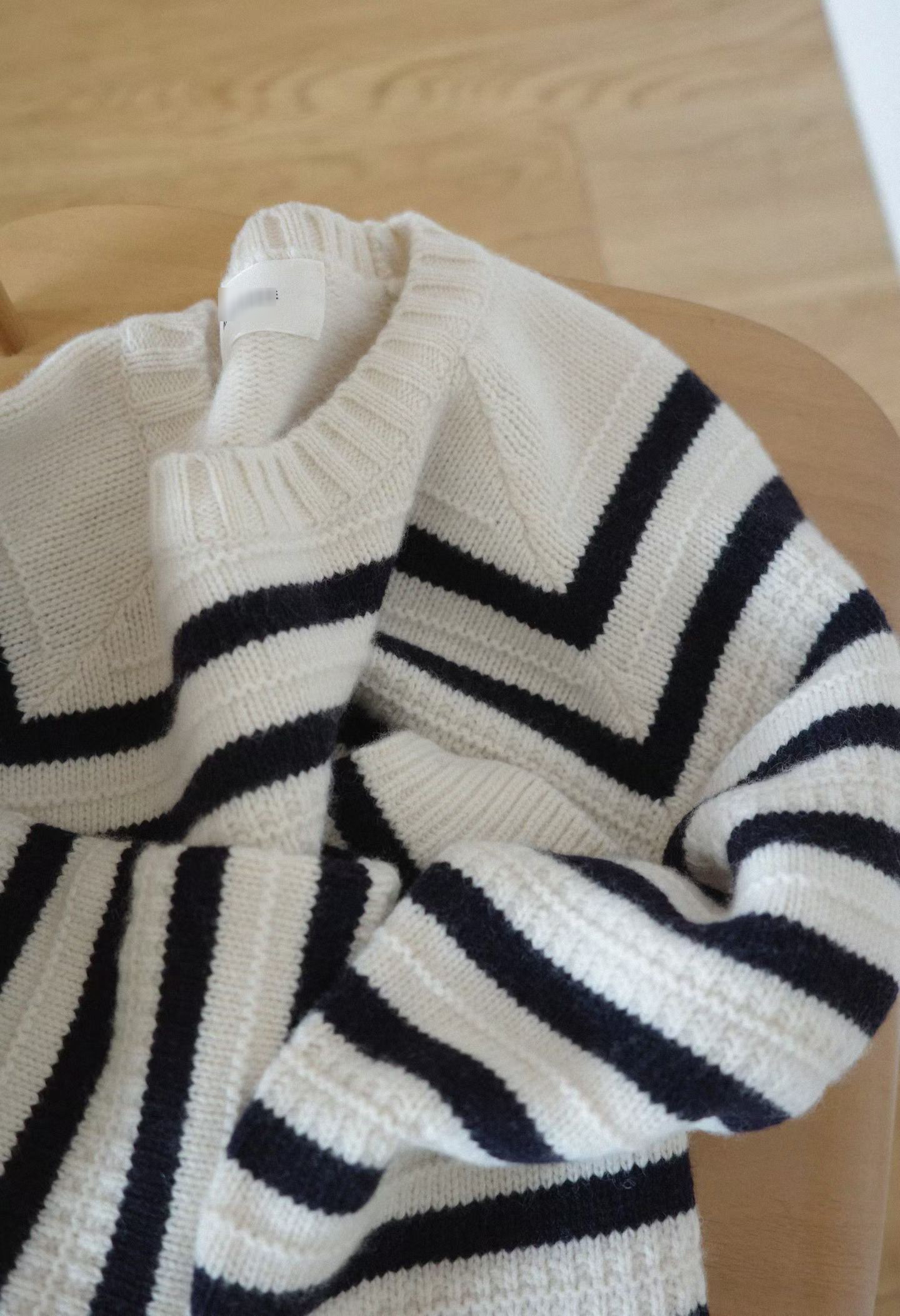 B43.瘦瘦歐膩特色條紋犛牛混紡毛衣