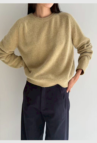 B40.瘦瘦歐膩柔軟浣熊圓領毛衣