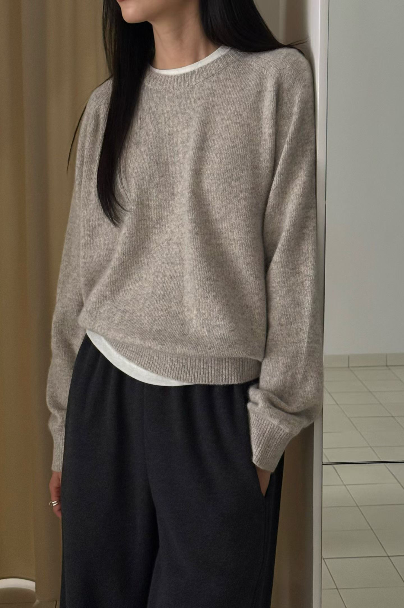 B40.瘦瘦歐膩柔軟浣熊圓領毛衣