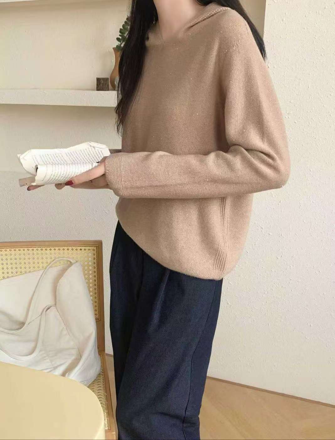 可可家銀河金蔥連帽無縫毛衣