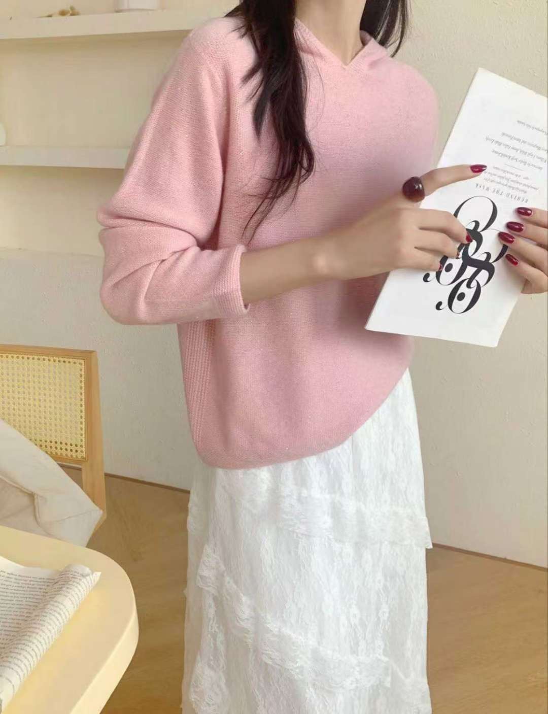 可可家銀河金蔥連帽無縫毛衣