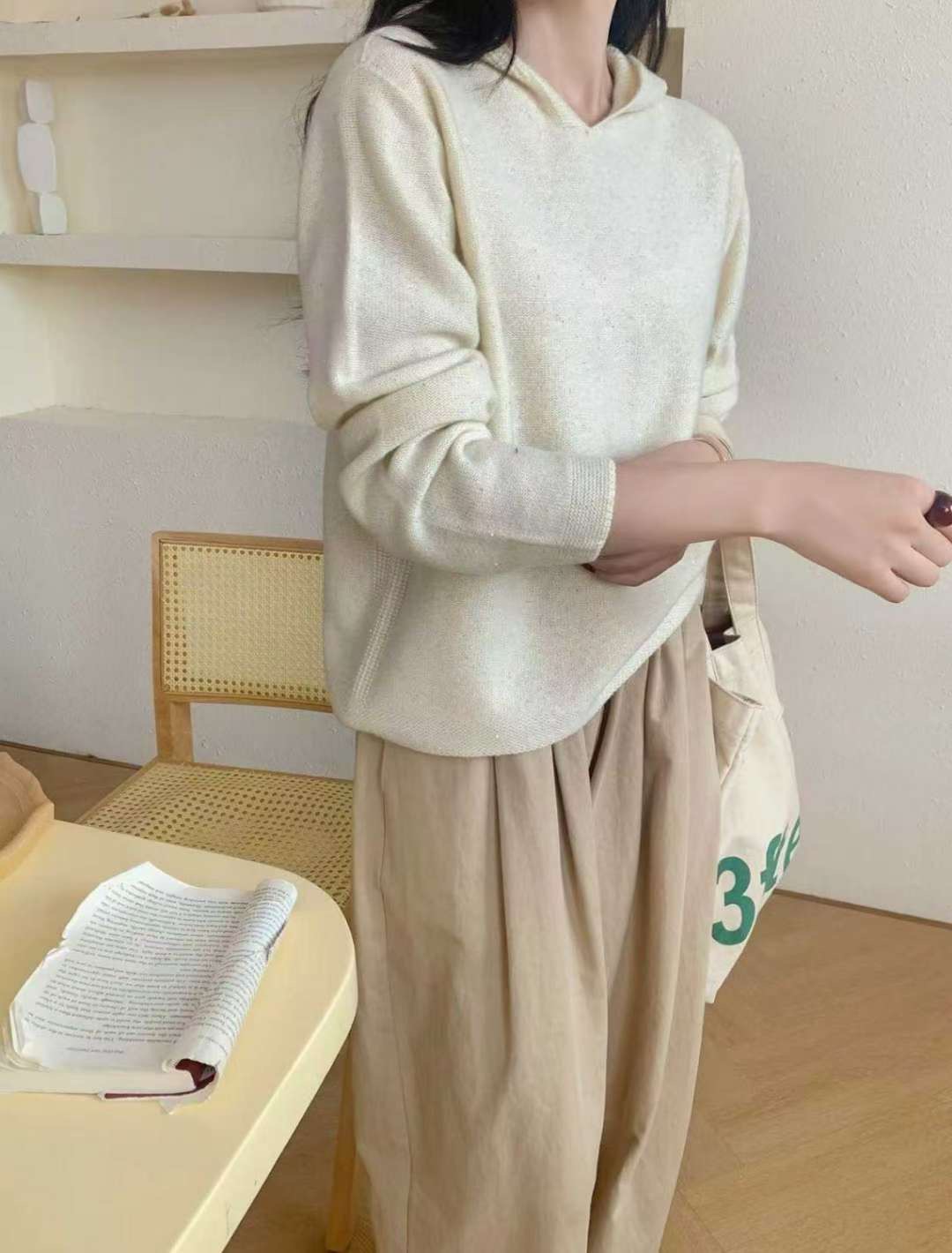 可可家銀河金蔥連帽無縫毛衣