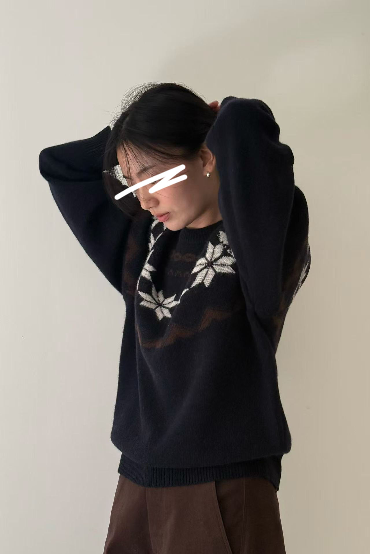 B47.瘦瘦歐膩北歐雪花浪漫毛衣