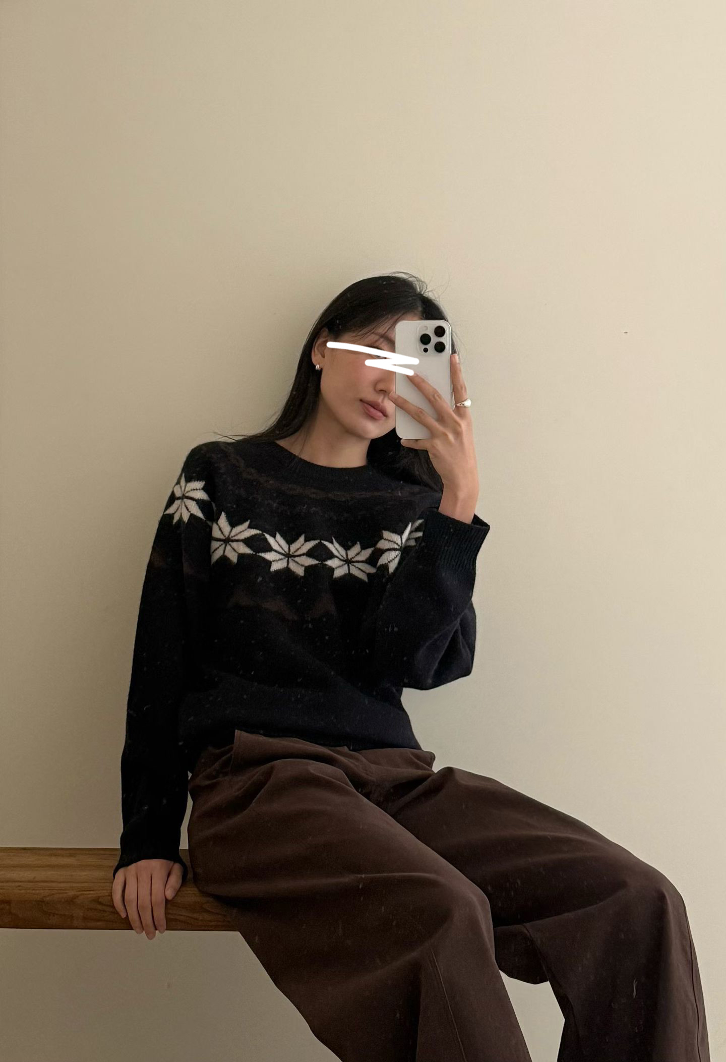 B47.瘦瘦歐膩北歐雪花浪漫毛衣