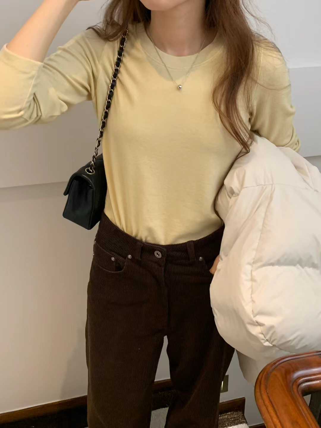 A51.顏值家圓領素色長袖TEE