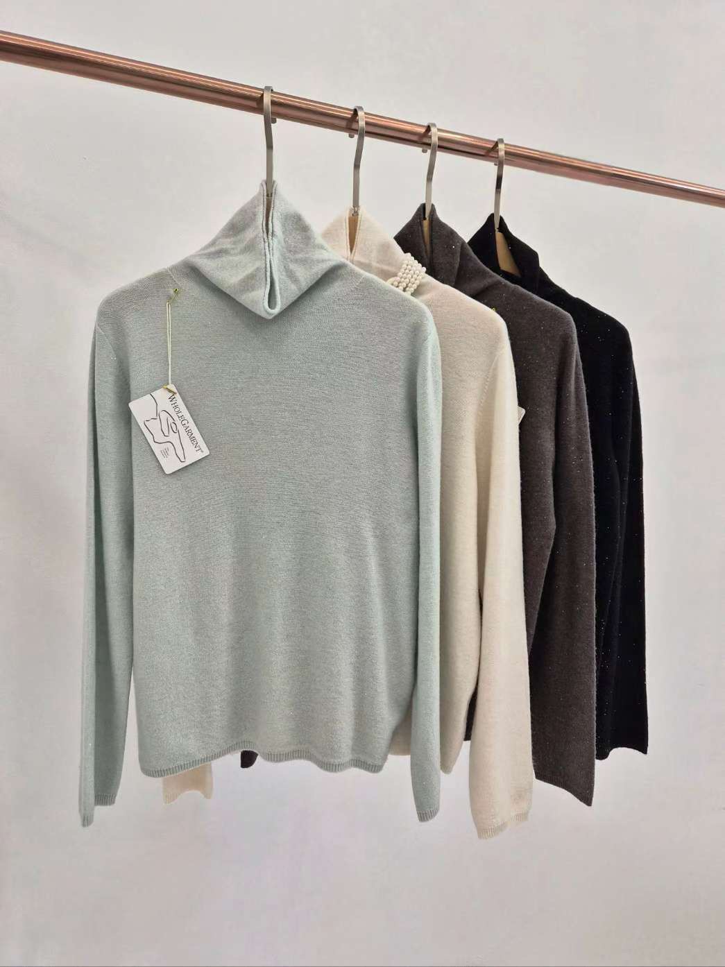 B75.可可家無縫高領羊毛毛衣