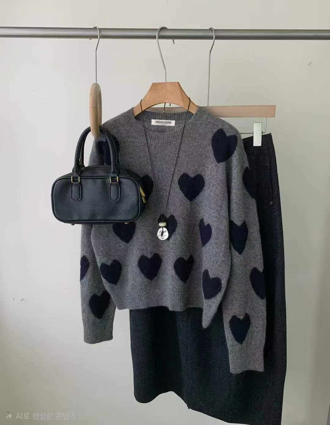 B76.可可家甜美愛心織紋毛衣