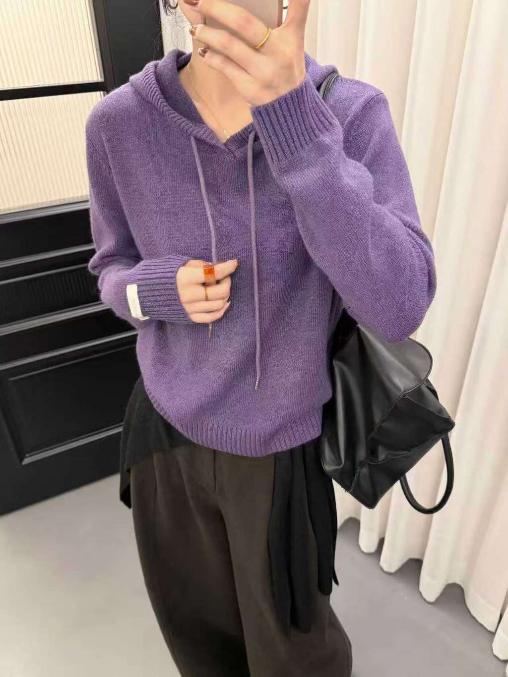 B62.可可家顯瘦連帽保暖毛衣