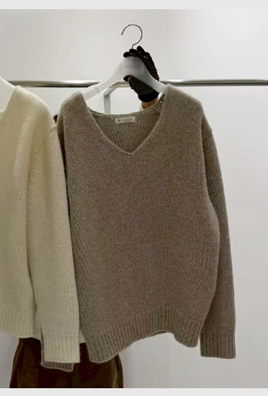 B98.質感家焦糖奶茶BABY駝羊毛V領毛衣