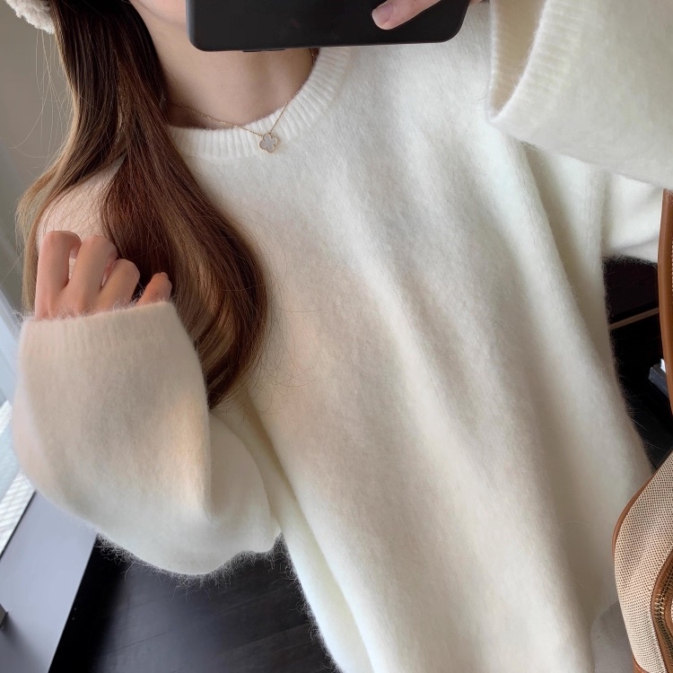 C23.女孩溫柔粉嫩綿羊混紡毛衣