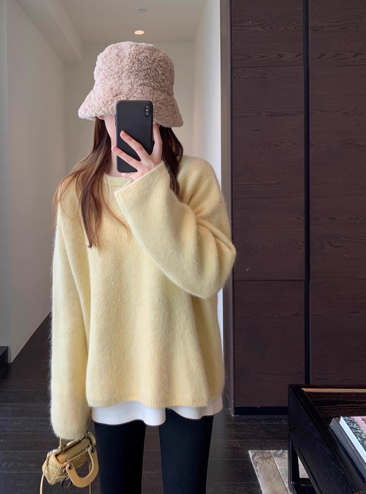 C23.女孩溫柔粉嫩綿羊混紡毛衣