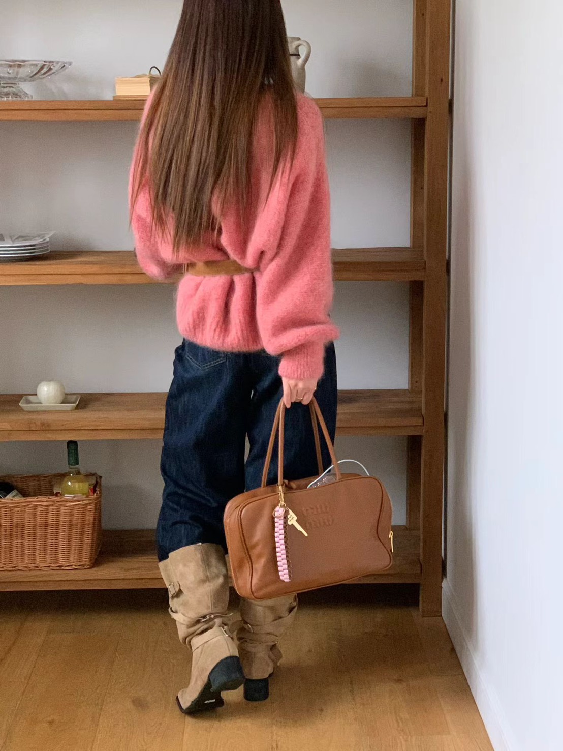 A115.可愛歐膩馬海駝羊毛V領毛衣