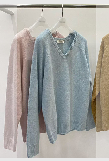 B76.甜美V領塔斯馬尼亞毛衣