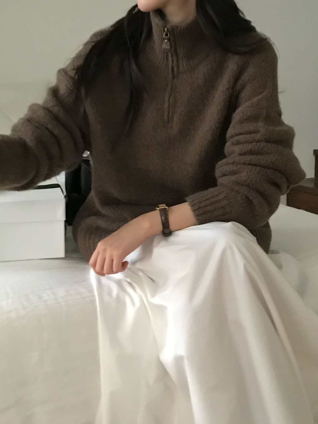 A11.小V家半門襟拉鍊立領毛衣