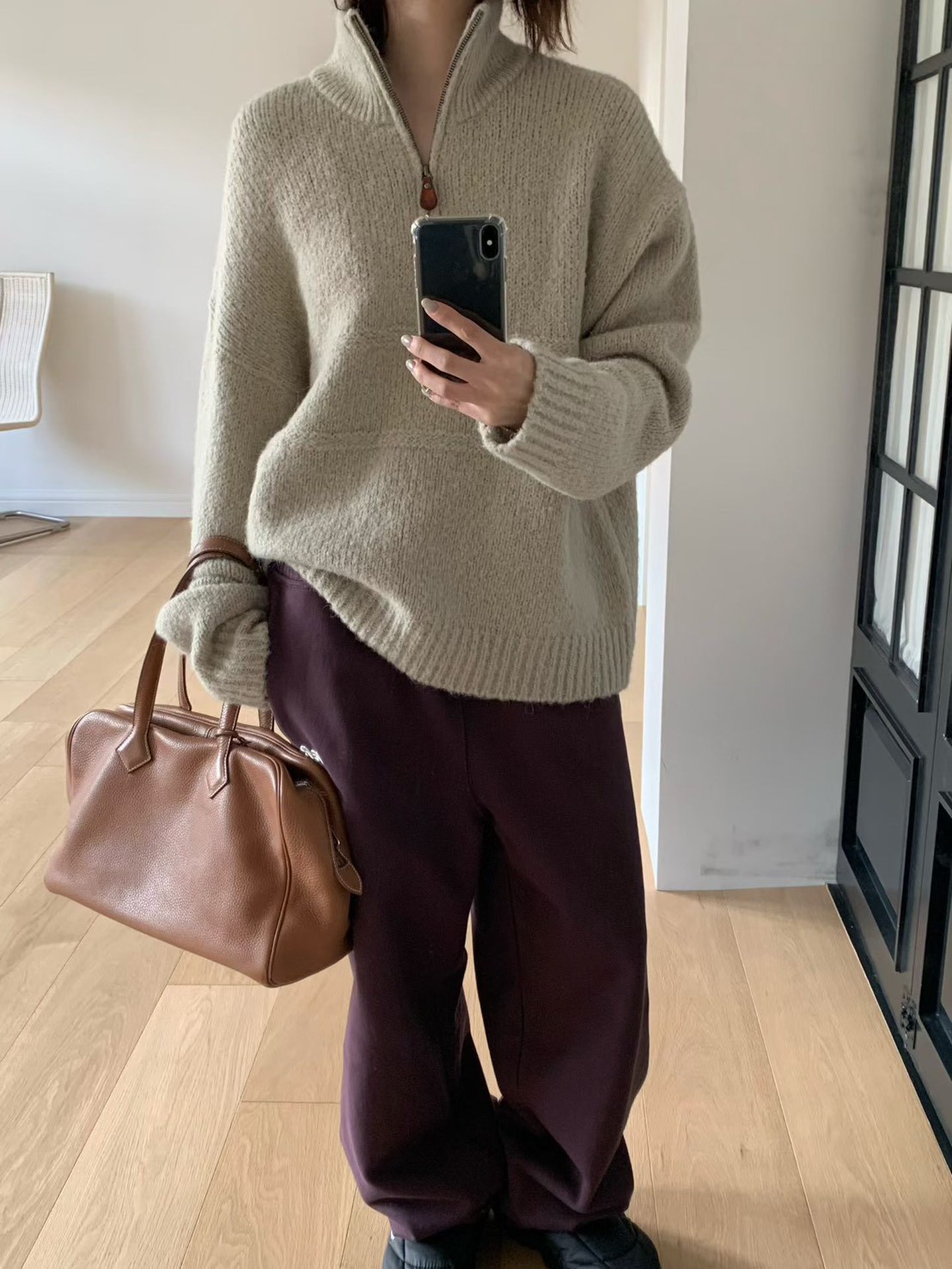 A11.小V家半門襟拉鍊立領毛衣