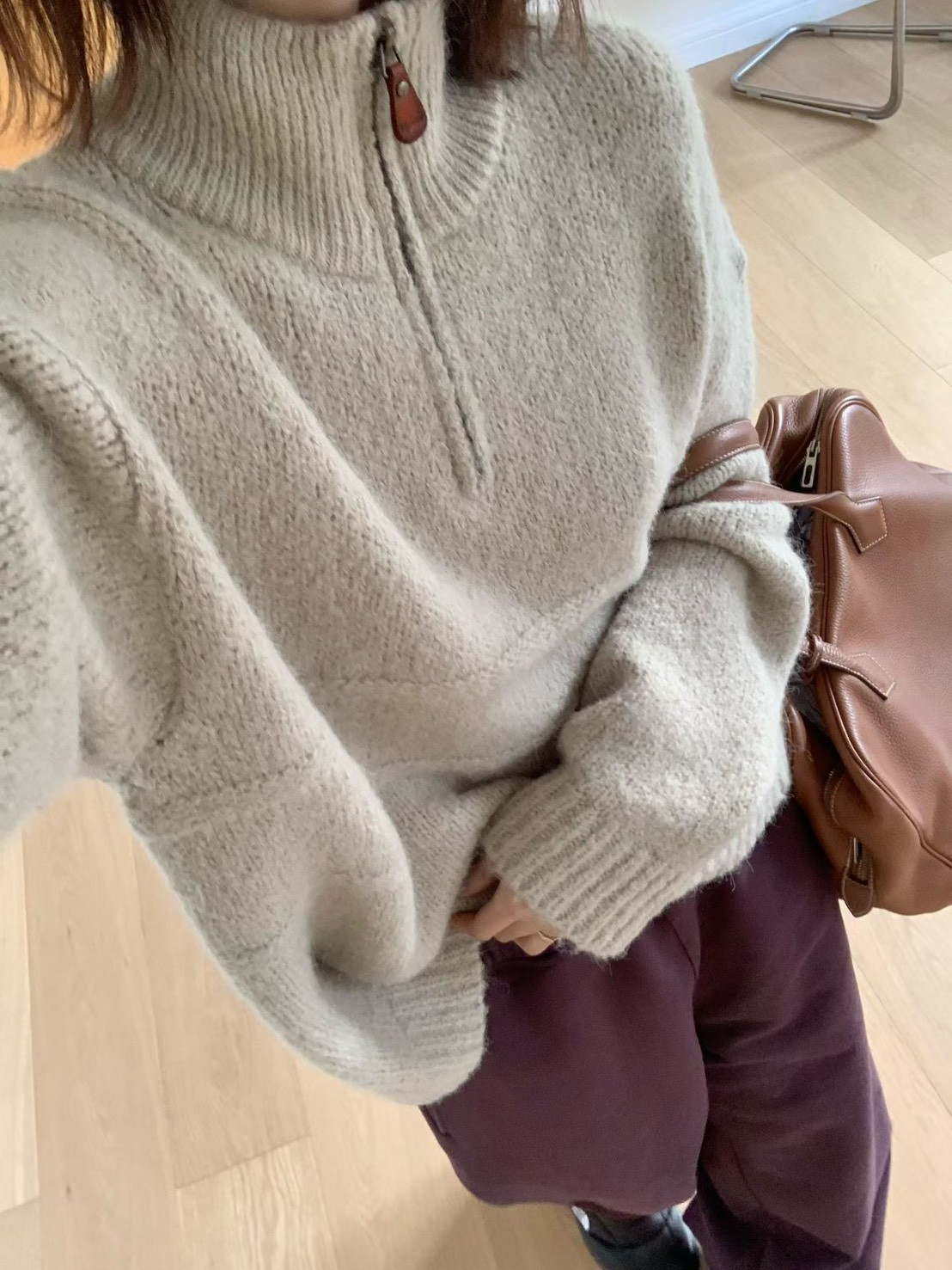 A11.小V家半門襟拉鍊立領毛衣