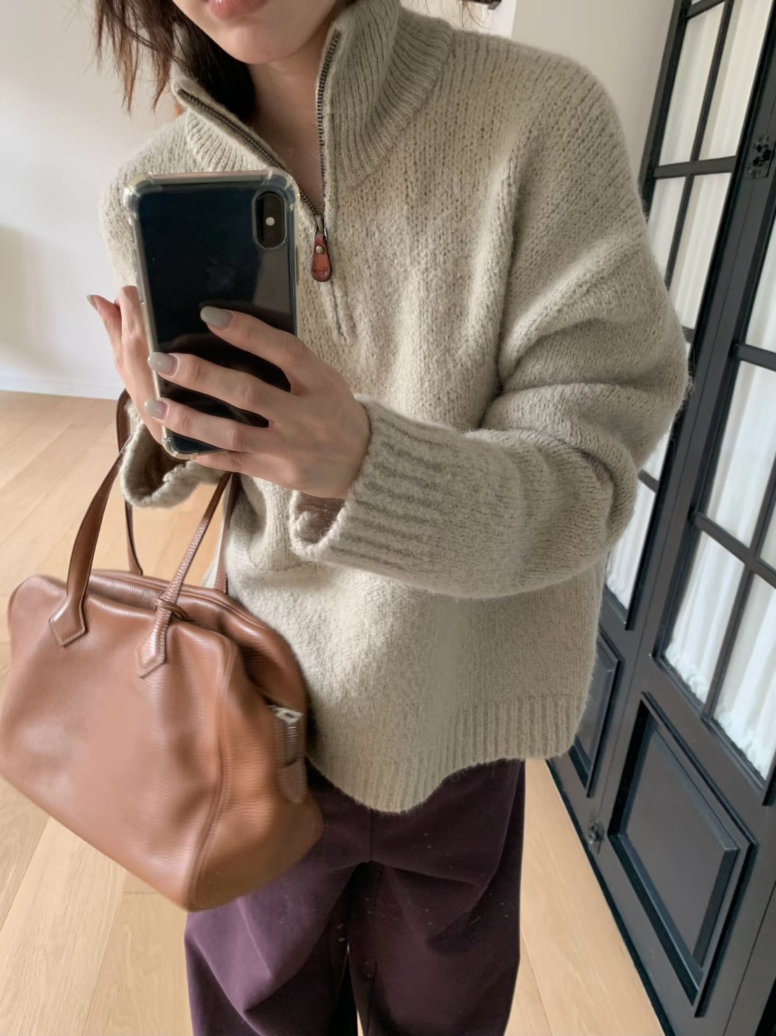 A11.小V家半門襟拉鍊立領毛衣