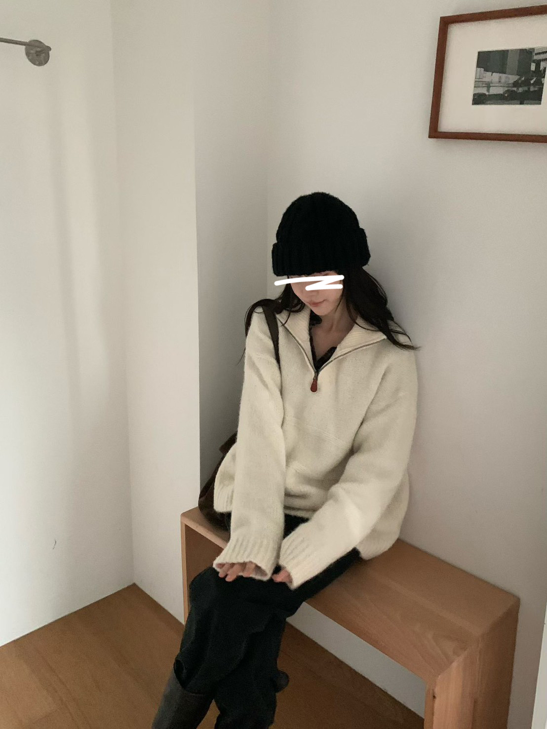 A11.小V家半門襟拉鍊立領毛衣