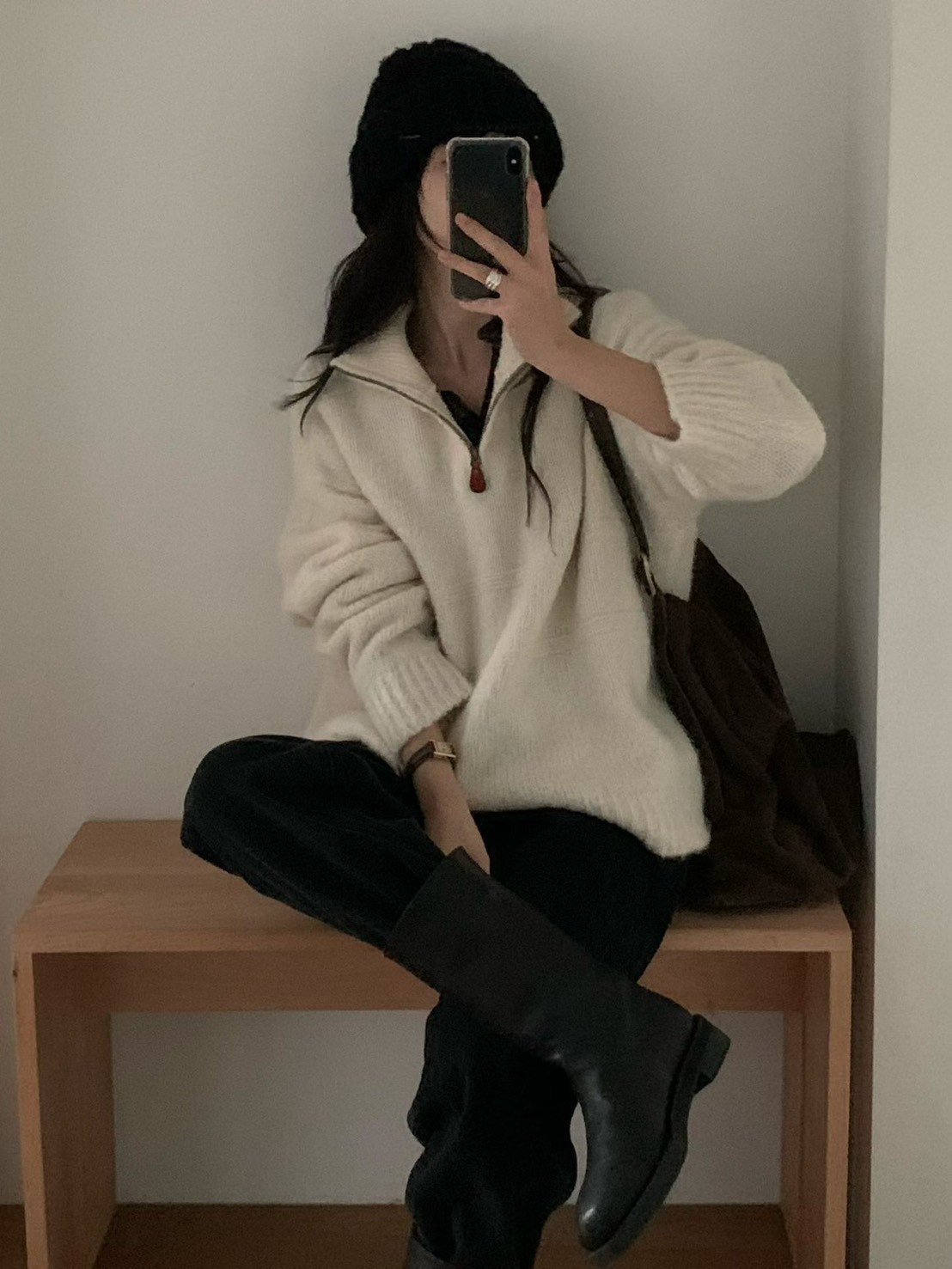 A11.小V家半門襟拉鍊立領毛衣