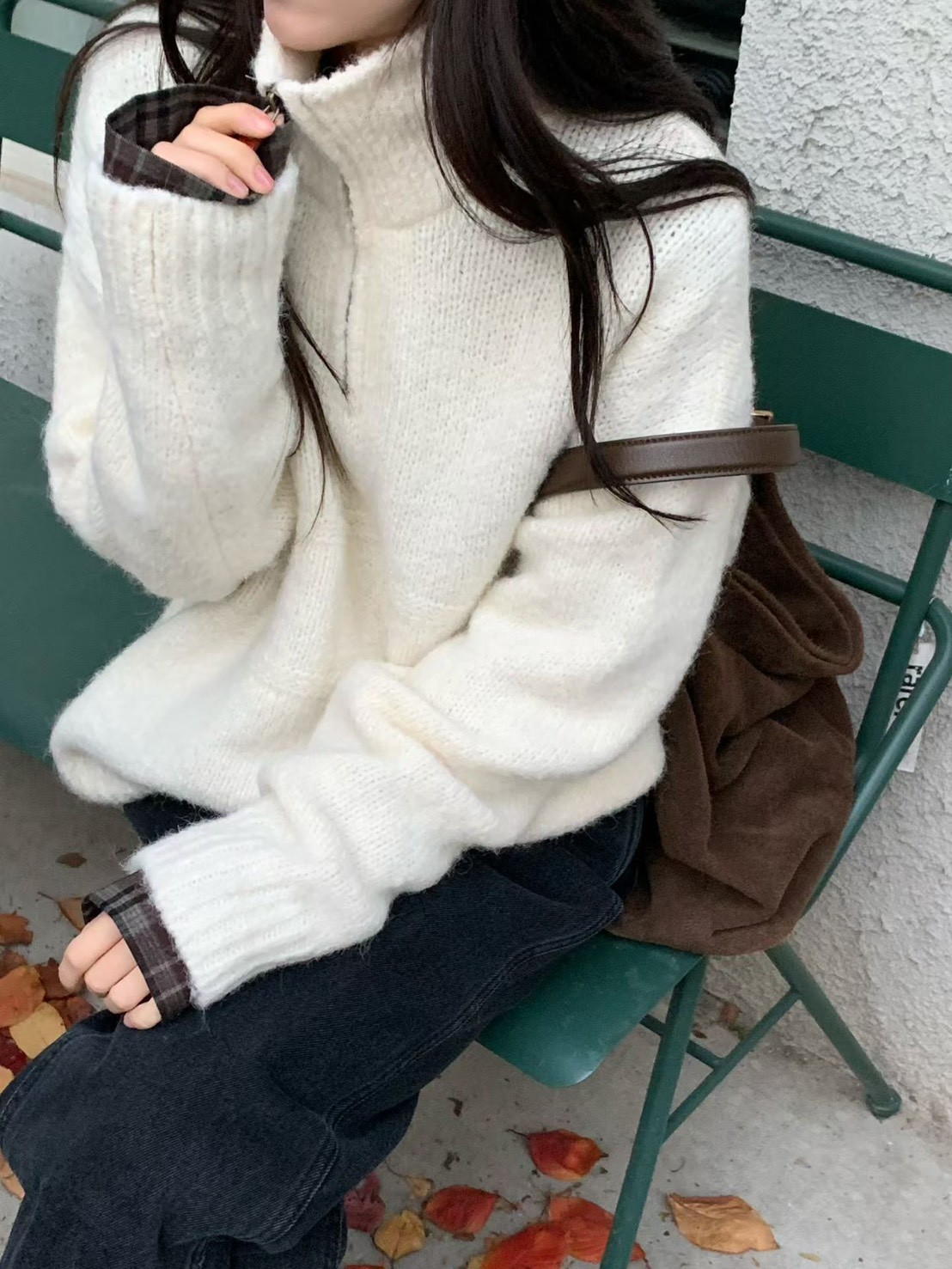 A11.小V家半門襟拉鍊立領毛衣