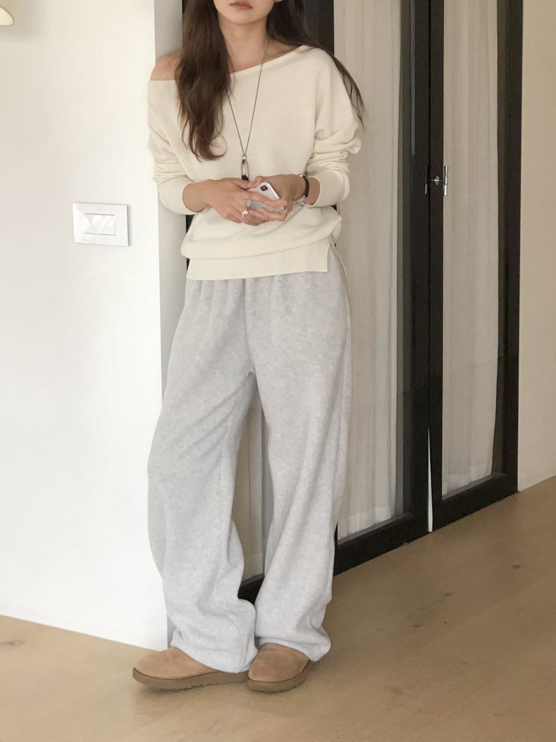 A32.大V家狐狸毛一字美肩毛衣