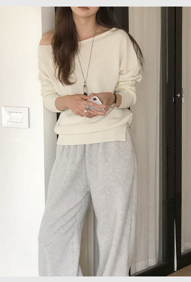 A32.大V家狐狸毛一字美肩毛衣