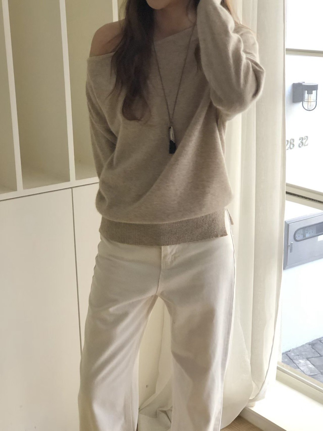 A32.大V家狐狸毛一字美肩毛衣