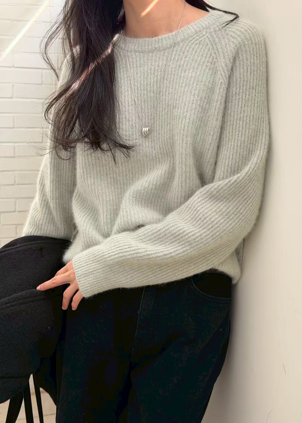 A57.瘦瘦歐膩仙氣柔美坑條毛衣