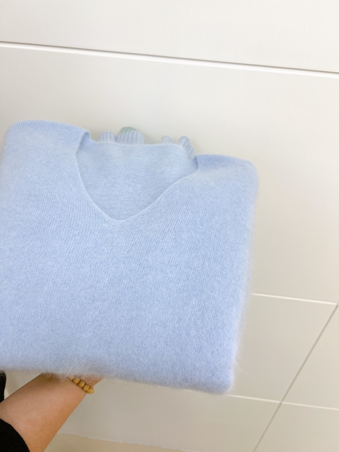 B21.繽紛糖果V領10%cashmere無縫毛衣