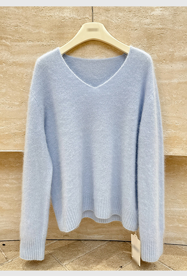 B21.繽紛糖果V領10%cashmere無縫毛衣