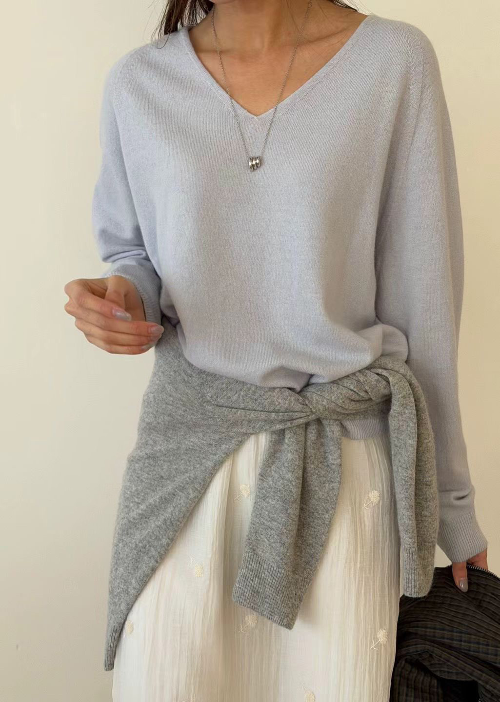 B29.瘦瘦歐膩粉彩V領針織上衣