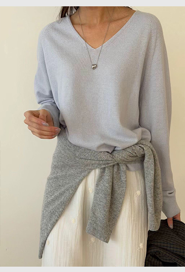 B29.瘦瘦歐膩粉彩V領針織上衣