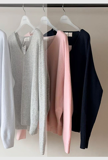 B29.瘦瘦歐膩粉彩V領針織上衣