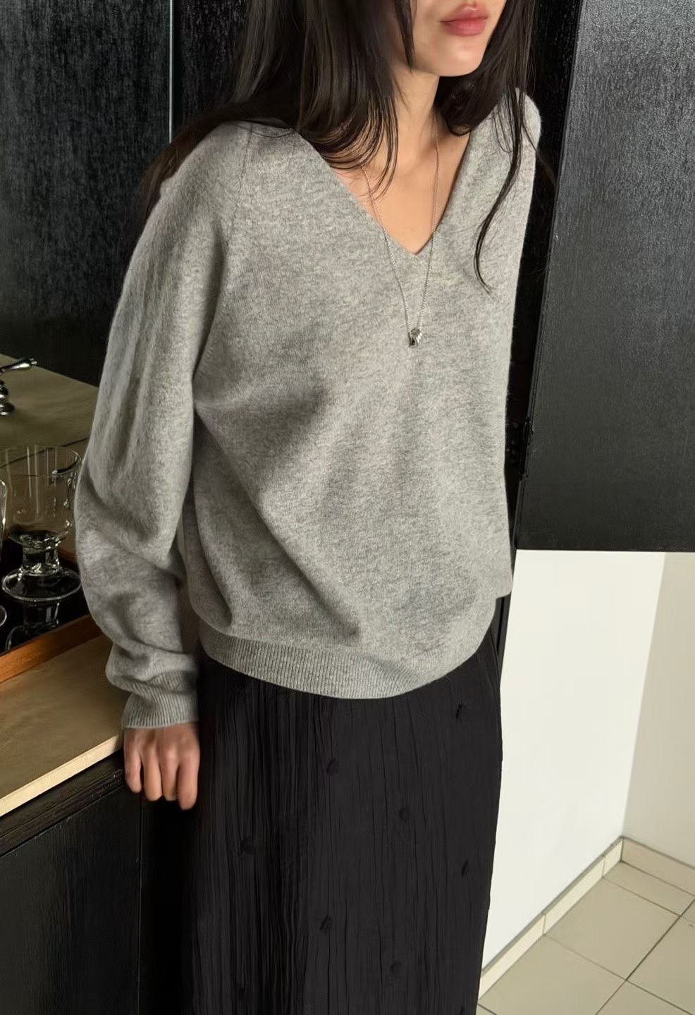 B29.瘦瘦歐膩粉彩V領針織上衣