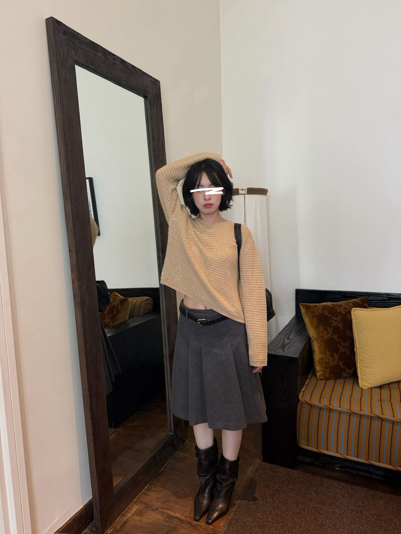 B78.甜甜焦糖鬆餅格紋毛衣