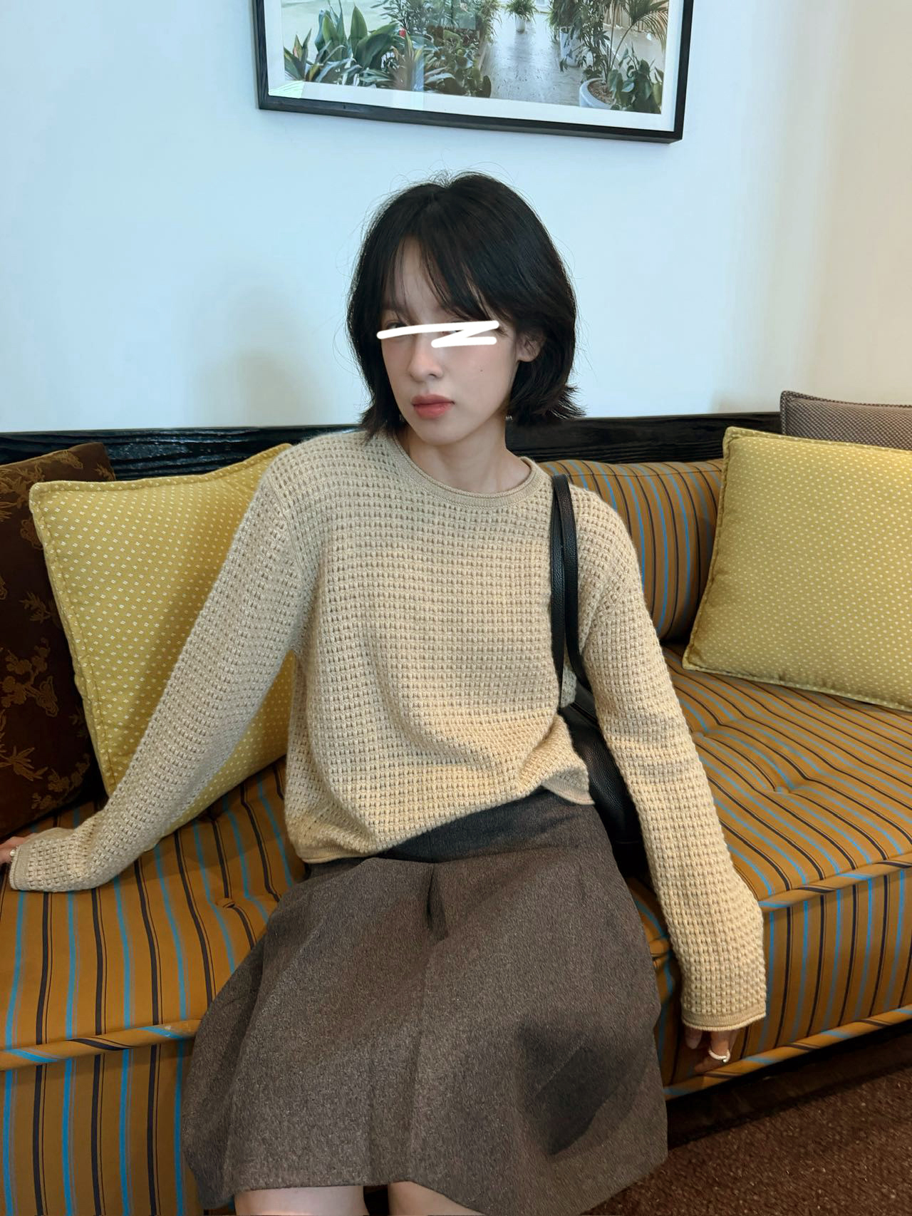 B78.甜甜焦糖鬆餅格紋毛衣