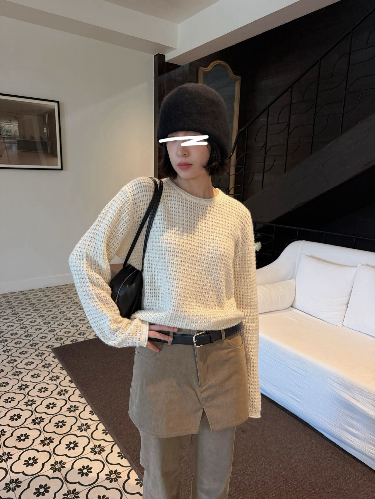 B78.甜甜焦糖鬆餅格紋毛衣