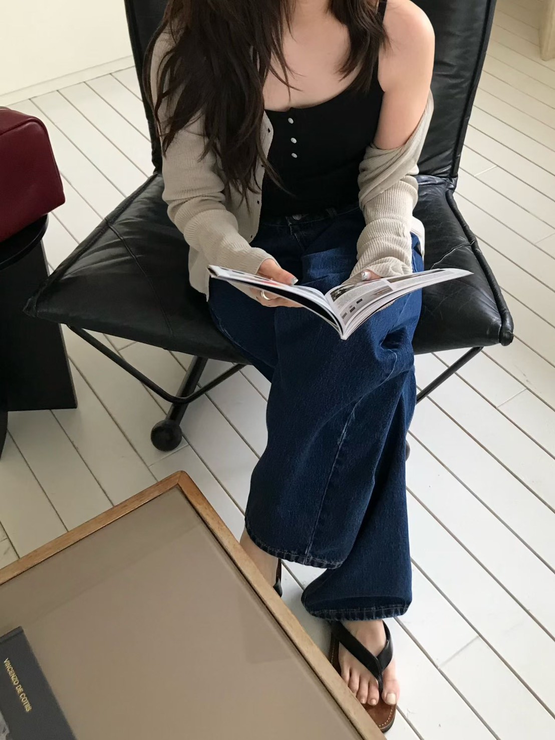 A91.小V家3釦細肩帶背心