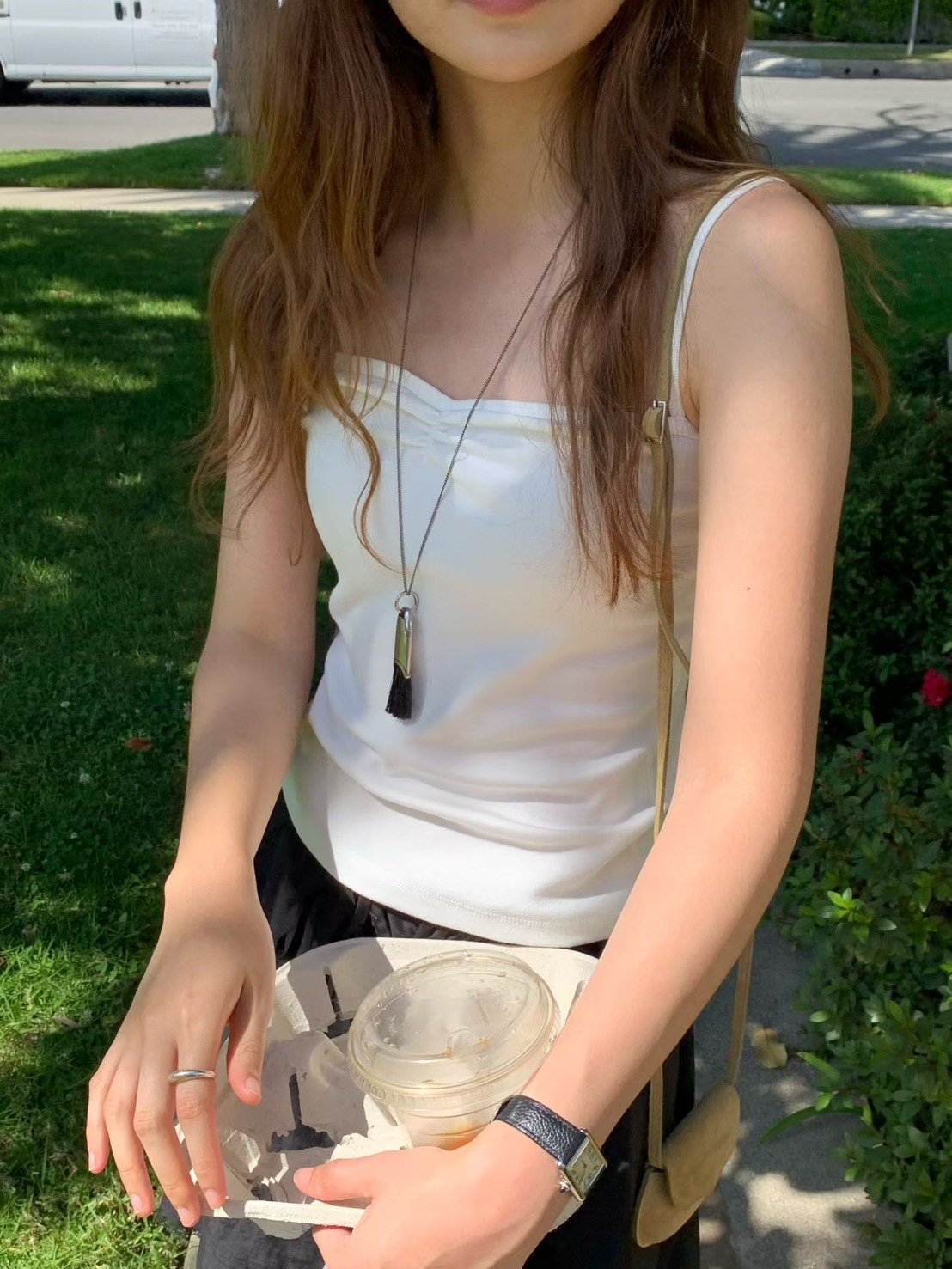 B14.大V家桃心抓皺小背心