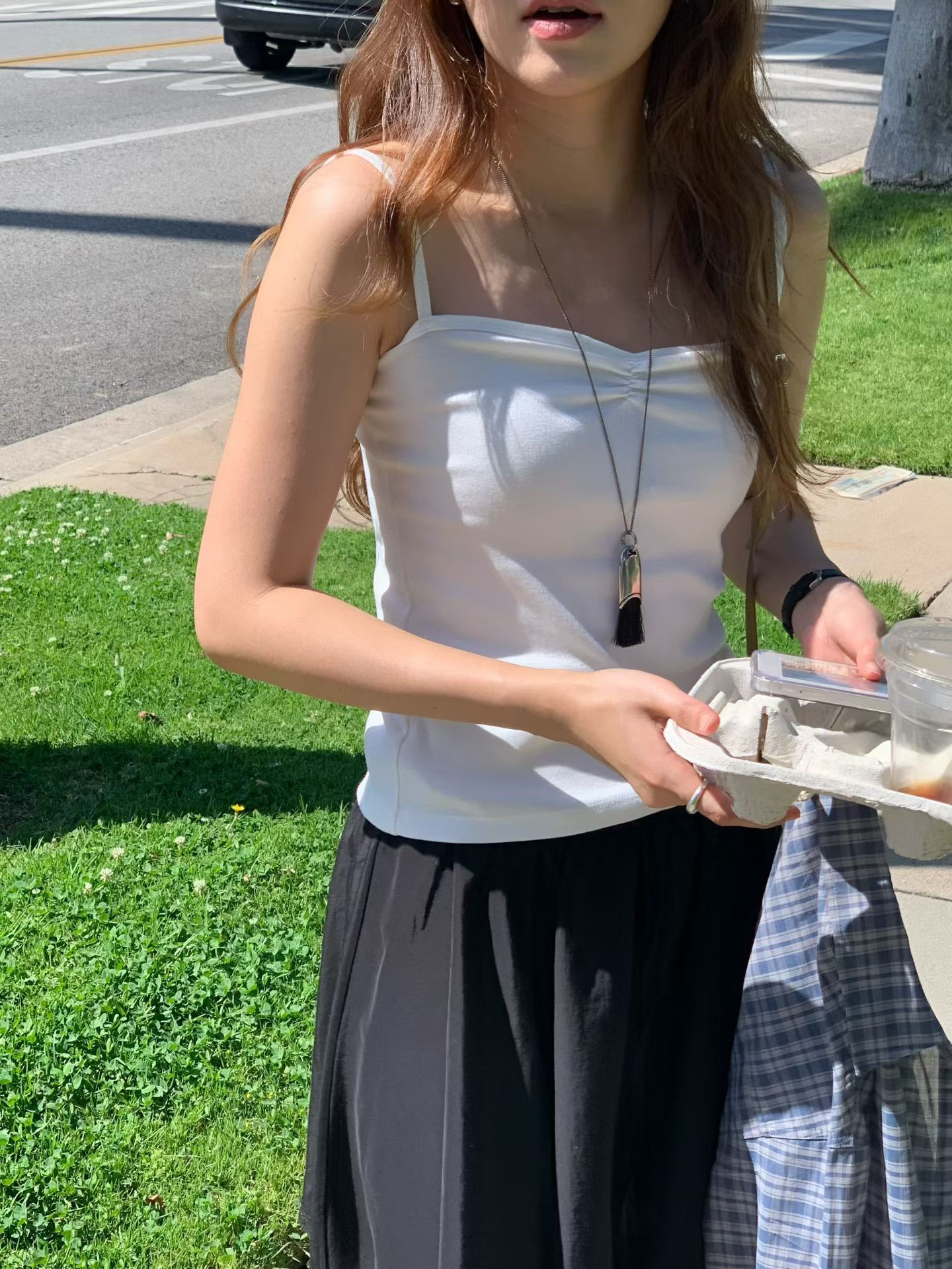 B14.大V家桃心抓皺小背心