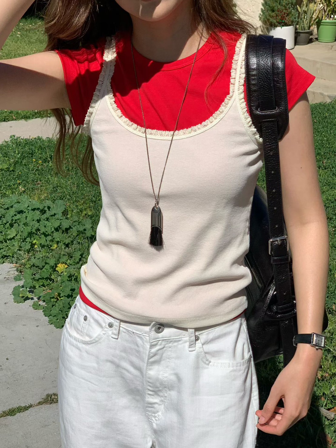 B15.大V家蕾絲滾邊背心