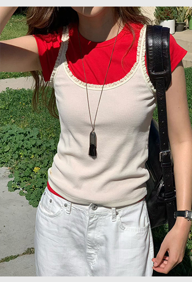 B15.大V家蕾絲滾邊背心