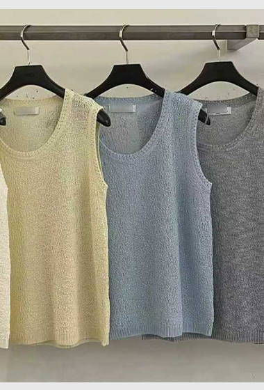 B76.小花邊奶霜針織背心