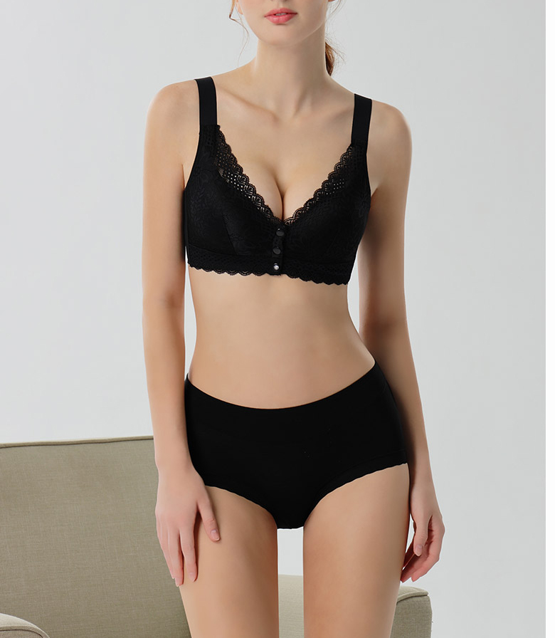 B11.石墨烯前扣式無鋼圈蕾絲內衣
